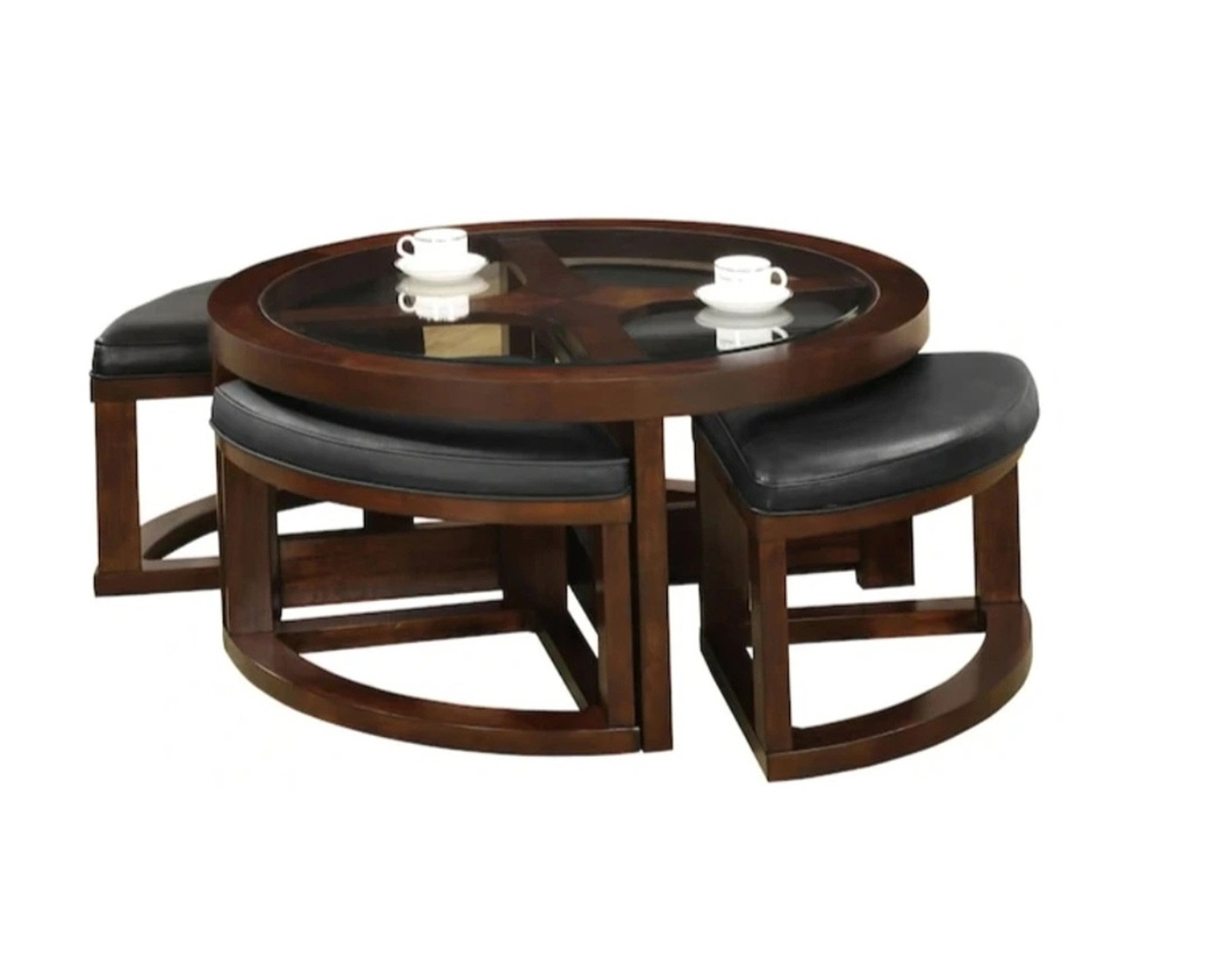 Hokku Designs Coffee Table Glass Insert Top Ottoman Included Table Set ...