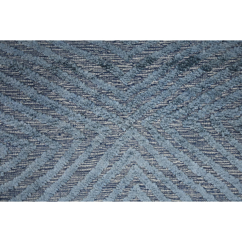 Geometric Area Rug in Blue/Gray, Rectangle 6' x 9'