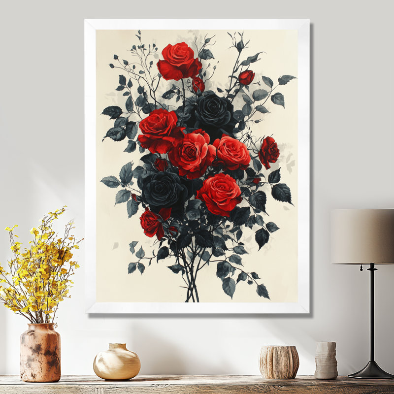 Hurst - Floral Wall Art Living Room, 40" H x 30" W, Picture Framed, White