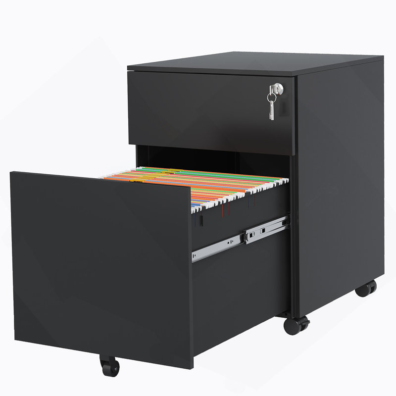 Drawer Mobile File Cabinet With Lock Steel File Cabinet  Legal/Letter/A/F , Y Assembled Except  Wheels, Home/ Office Design,