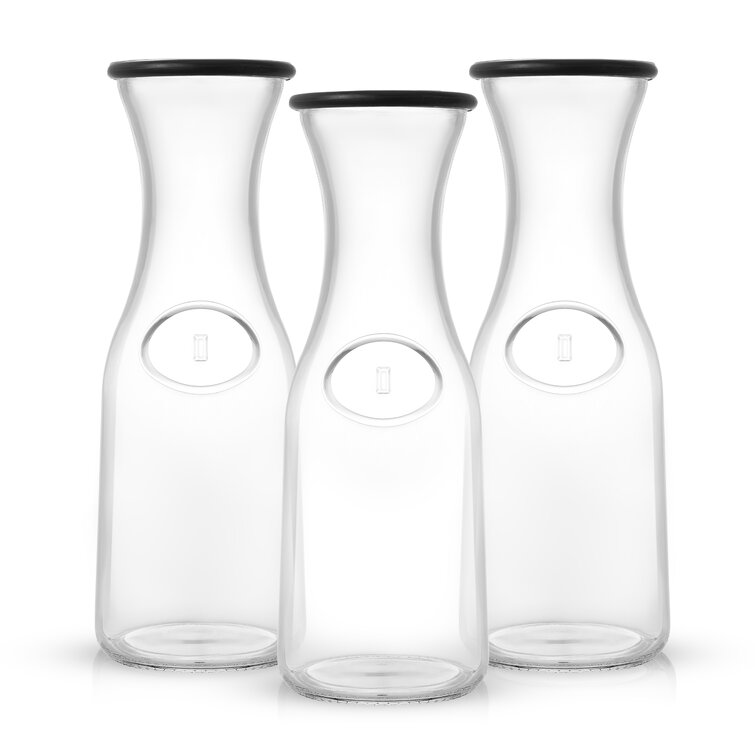  Plastic Juice Carafe with Lids (Set of 6) 32 oz Carafes for  Mimosa Bar, Drink Pitcher with Lid, Water Bottle, Milk Container, Clear  Beverage Containers for Fridge, Pantry Storage, Round Pitchers 