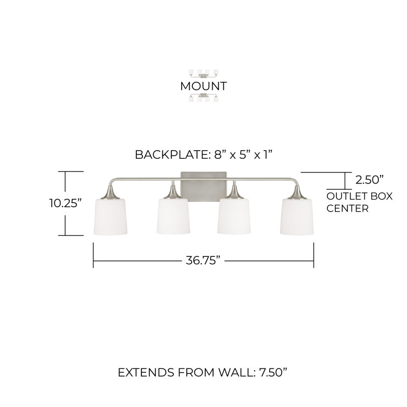 4 - Light Dimmable Vanity Light, Brush Nickel
