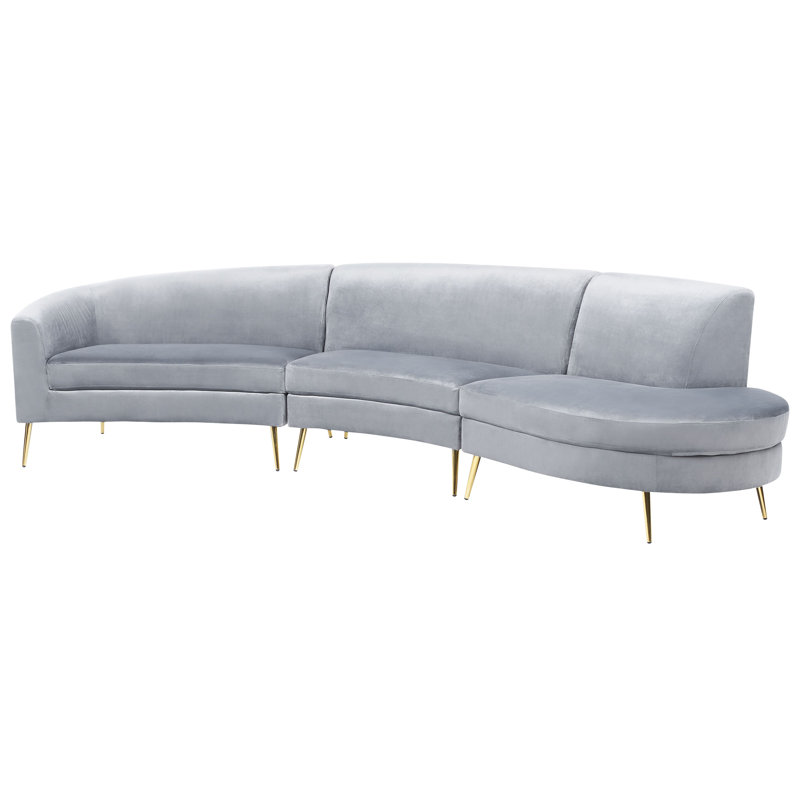 Busick 4 Seater Velvet Sofa, Light Grey