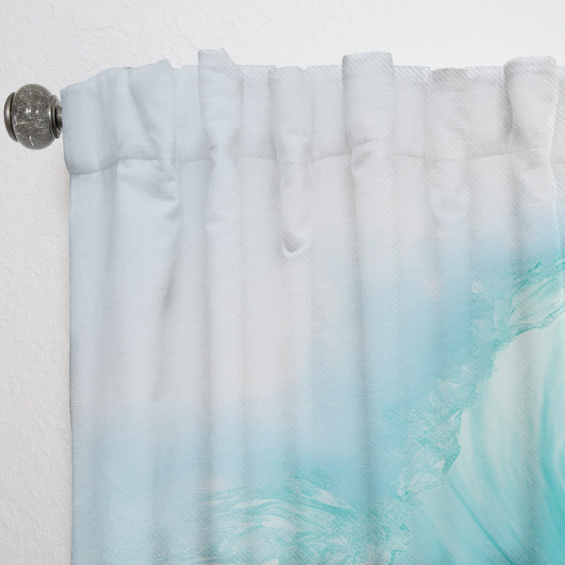 Turquoise Wondrous Wave Spiral I - Rideau en spirale - Rideau abstrait obscurcissant - 1 panneau, L 52 po x L 120 po