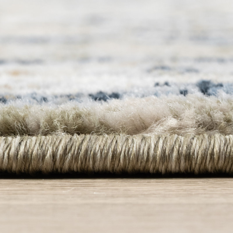Pritchett Vintage Medallion Muted Sage Olive Tan Rug with Fringe, Rectangle 9'3" x 12'6"