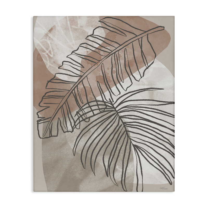 Tropical Earth Tone Leaves Canvas, design by Cat Thurman Designs, 20" H x 16" W