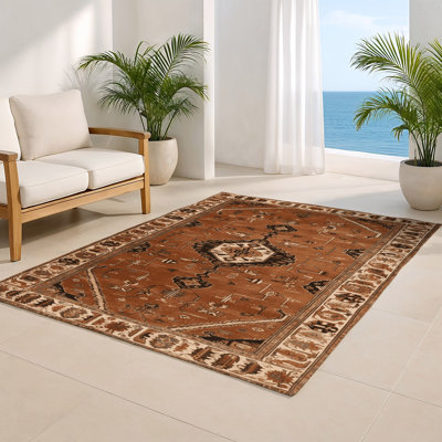 Tapis d'intérieur et d'extérieur brun Persian