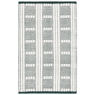 Vermont 951 Flatweave Wool/Cotton Geometric Rug in Green/Ivory