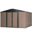 Remise de rangement brune en métal 10 'X avec porte verrouillable et ventilation pour patio de jardin 10', porte, utilisation dans la cour-125662293