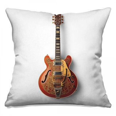 Ornate Electric Guitar Double Sided Throw Pillows