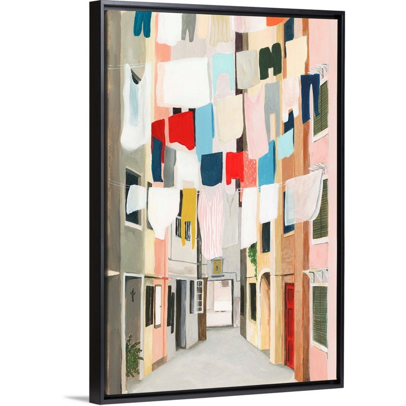 Reproduction d’art sur toile, "Laundry Day I" par Grace Popp, H 26 po x l 18 po x P 1,75 po, Toile avec cadre noir