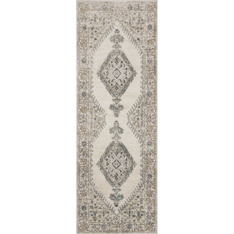 Tapis oriental avoine / ivoire Sagefield, Tapis de couloir 2 pi 8 po x 13 pi