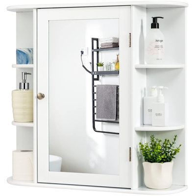 66 mm W 63 mm H Surface Framed Mirrored Bathroom Cabinets 6 Shelves with Mirror