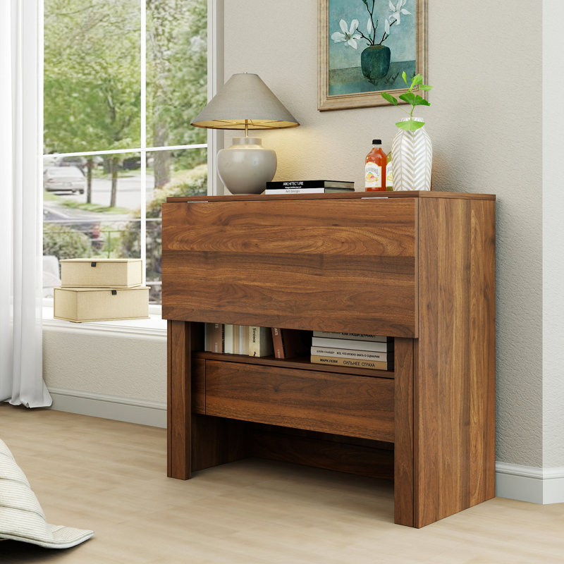 Bureau convertible 31,5 pouces avec tiroirs et rangement ouvert pour petits espaces