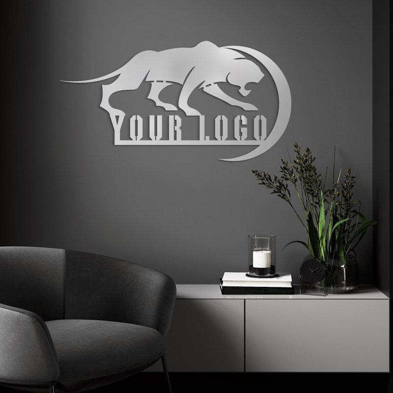 Logo tigre personnalisé, Noir mat, H 8 po x l 11 po x P 1 po, Oui
