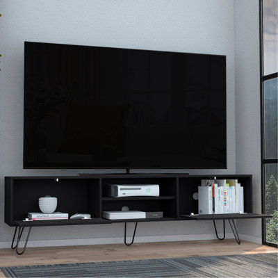Vassel TV Stand, Entertainment Unit With Hinged Drawers And Hairpin Legs