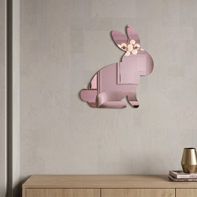 Pink Bunny Silhouette Wall Mirror