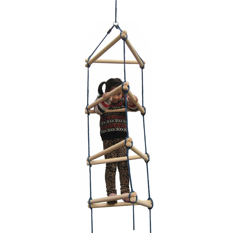 7-Foot Triangle Wood and Rope Climbing Ladder