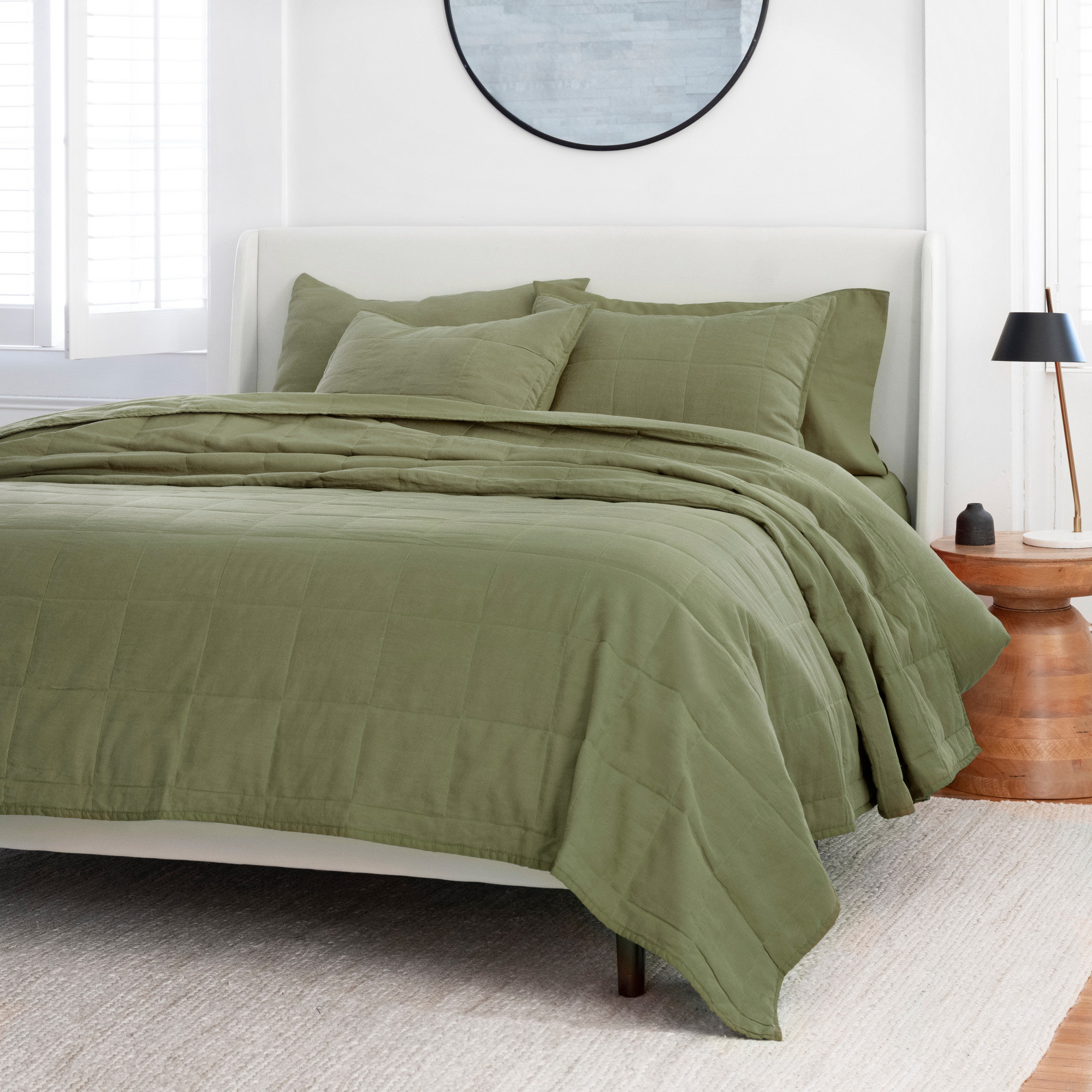 Kamau Percale Quilt, Full/Queen, Olive