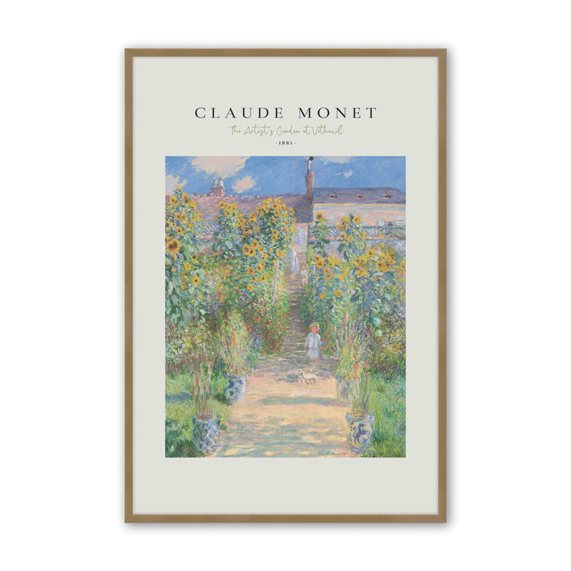 The Artist's Garden par Monet v2, reproduction dans un cadre, Or brossé, H 11,25 po x l 9,25 po