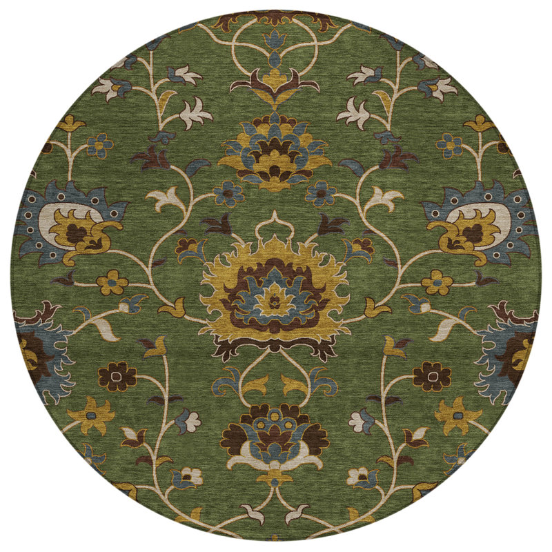 Machine Washable Indoor/Outdoor Chantille ACN2290 Global Rug, Round 8'