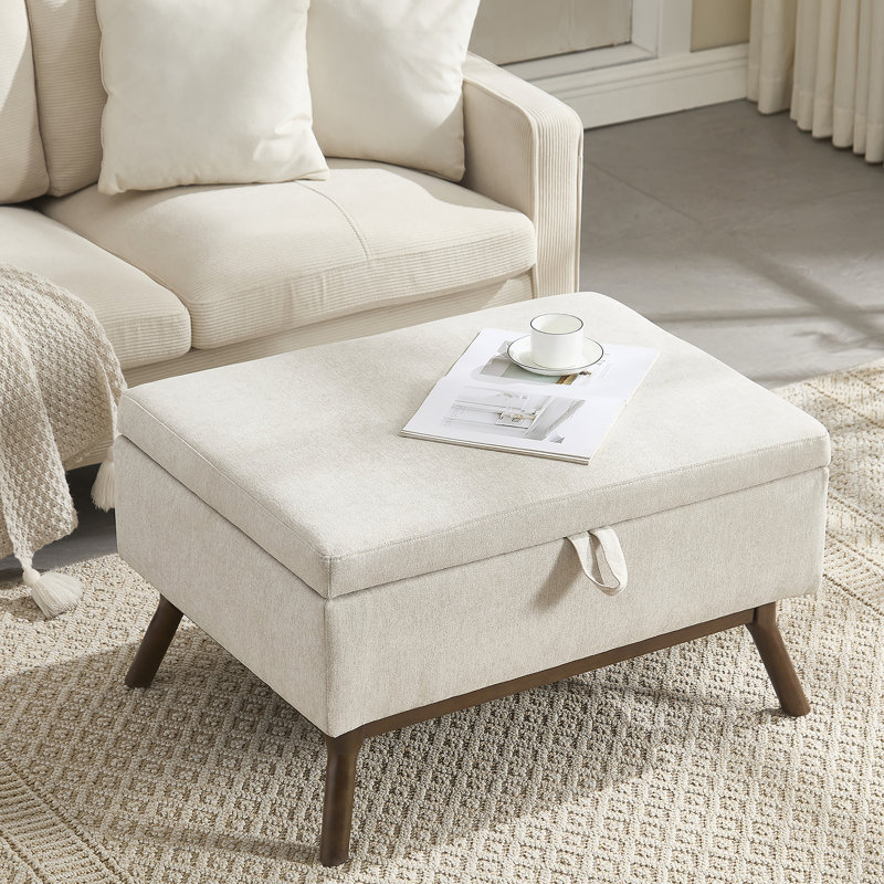 Banc de rangement Mid-Century, Beige