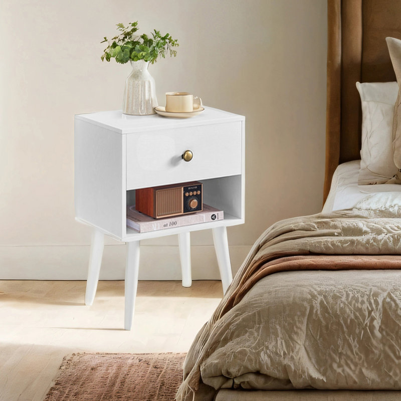 Phoenixville 39cm W Bedside Table, White