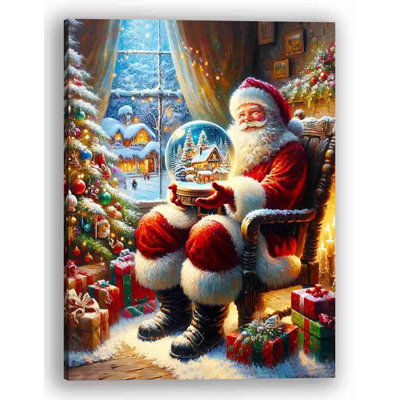 " Enchanted Winter Eve: Santa's Snow Globe - Wrapped Canvas Art Print "