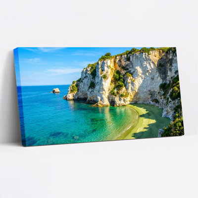Ensemble de 1 tableau sur toile tendue représentant un paysage tropical de plage et de falaises