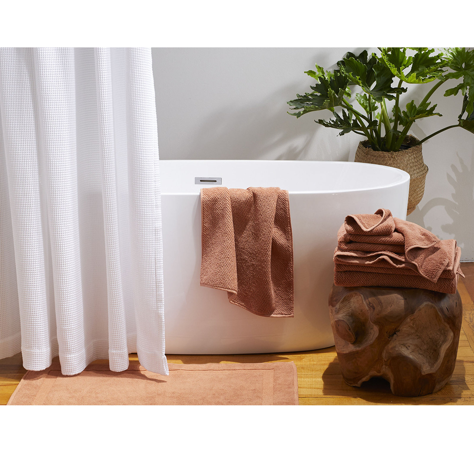Waffle Organic Cotton Shower Curtain, Alpine White