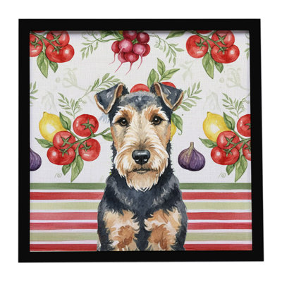 Welsh Terrier Vegetables Framed Metal Print