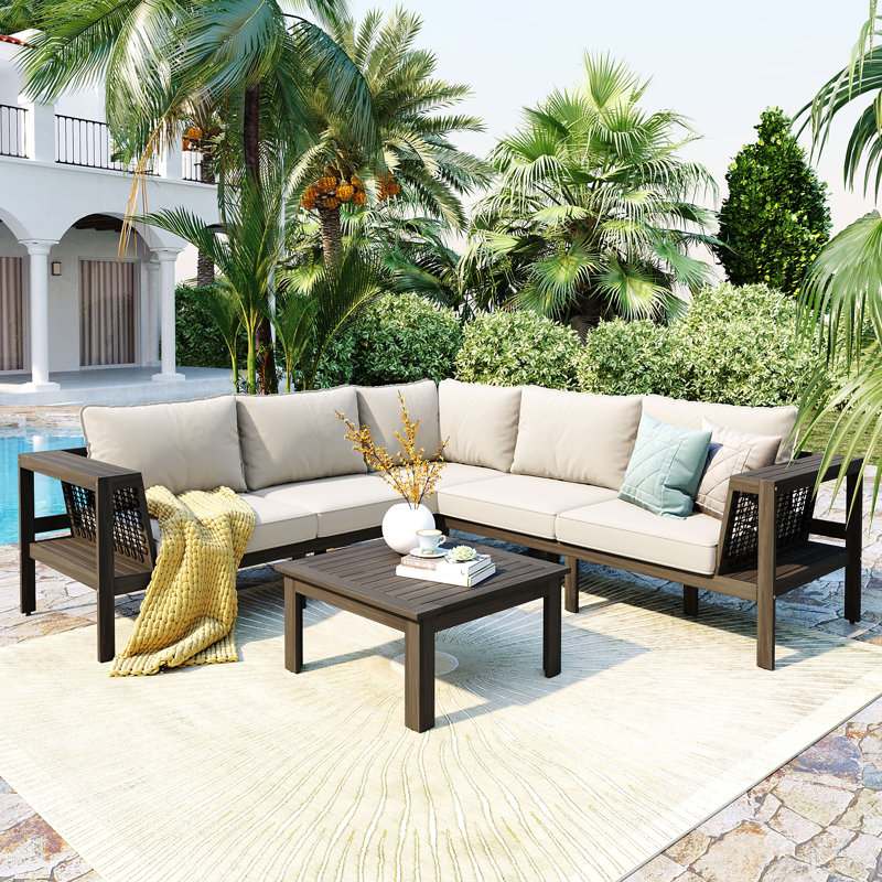 GO 4 Pieces Outdoor Acacia Wood Sofa Set