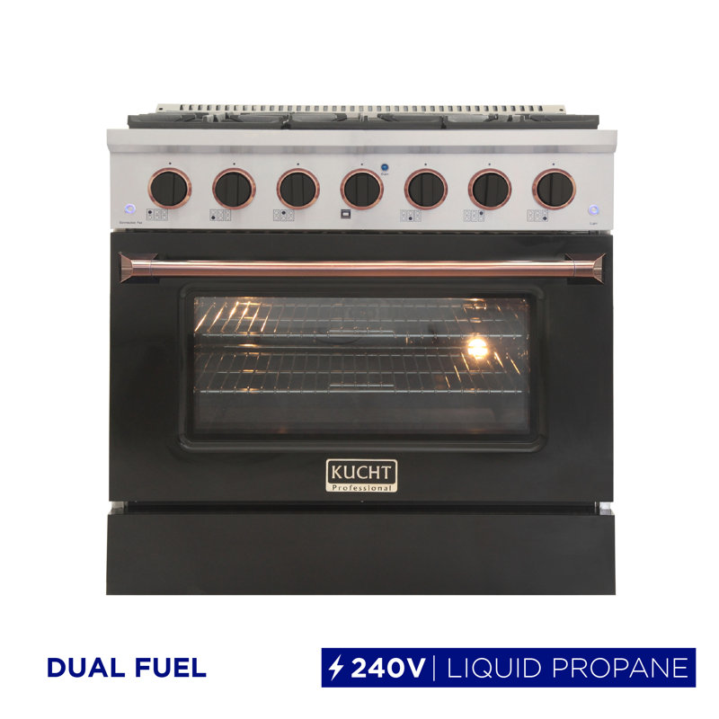 Kucht 36'' W Dual Fuel Free Standing Range, Blue, Liquid Propane