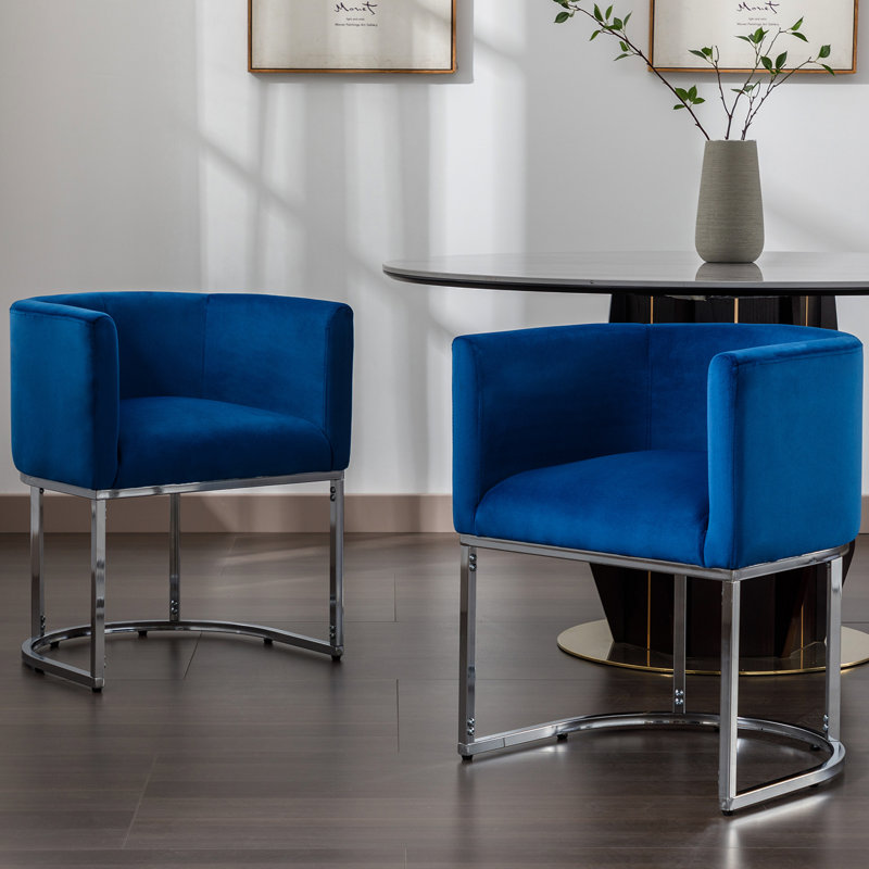 Chaises de salle à manger rembourrées Kaydance, Argent, Bleu