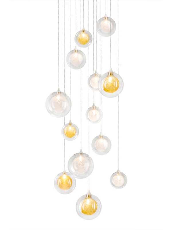 13 - Light White Cluster Pendant, Gold