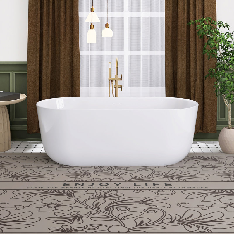 Baignoire de trempage autoportante en acrylique blanc lustré 67 po