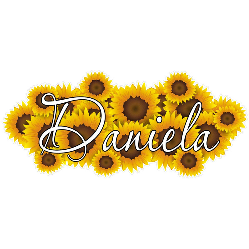 Décalcomanie murale nom personnalisé tournesol, H 23 po x l 50 po