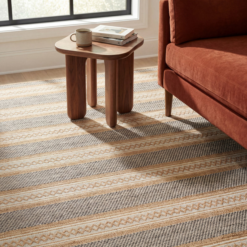  Riselia Indoor/Outdoor Abstract Area Rug, Rectangle 4' x 6', Light Gray