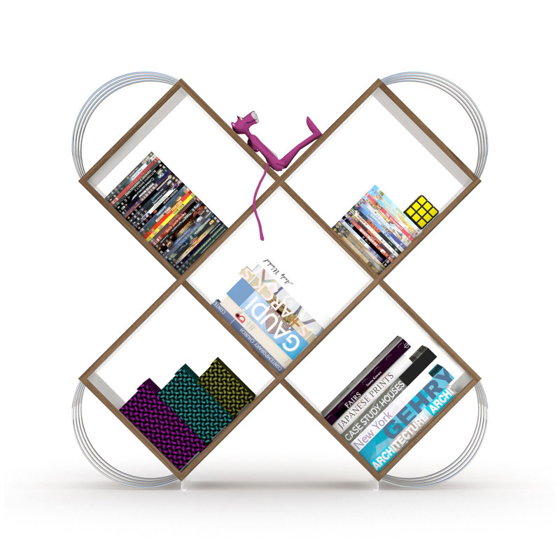 Bibliothèque à 5 niveaux Case X Design, Noyer