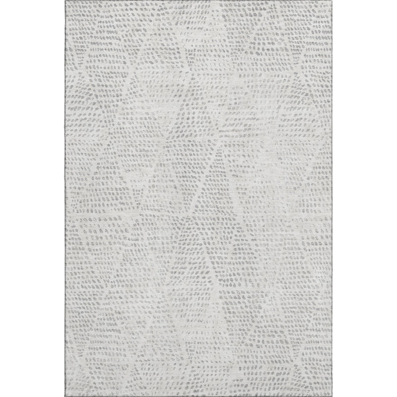 Premium Machine Washable Cerrito AMF591 Silver Rug, Rectangle 5' x 7'6"