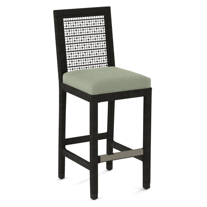 Pine Isle Bar Stool, Twine Linen-Look Performance; 0325-73, Antique Black