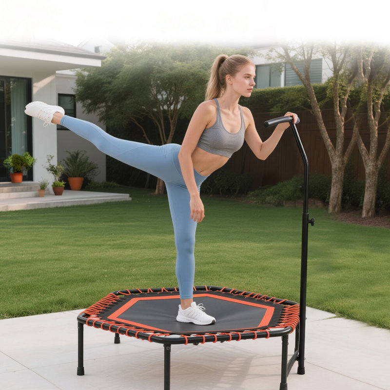 Trampoline 48 pouces pour adultes avec capacité de charge de 330 lb et barre réglable