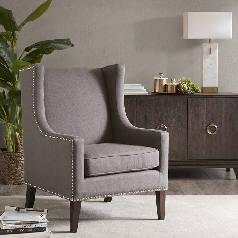 Fauteuil d'appoint rembourré, Gris foncé