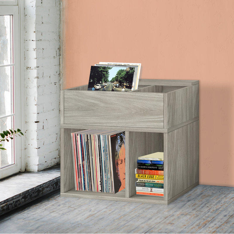 Vinyl Record Storage and Bookshelf, Aspen Grey