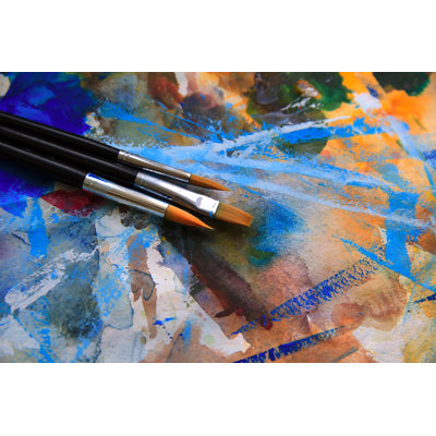 Brushes And Palette by DenKuvaiev - Wrapped Canvas Print