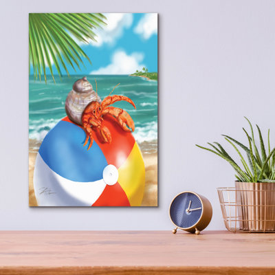 Art mural en verre Dovecove «Beach Friends - Hermit Crab» par Shari Warren
