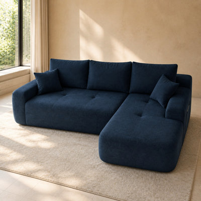 Grand canapé modulaire en L modulaire de 85 pouces avec méridienne et canapé à assise profonde en tissu doux rembourré pour le salon et la chambre à coucher