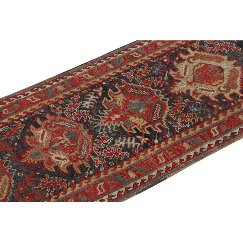 Rug & Kilim’S Tribal Runner In Red, Brown And Blue Patterns, Runner 2'6" x 14'