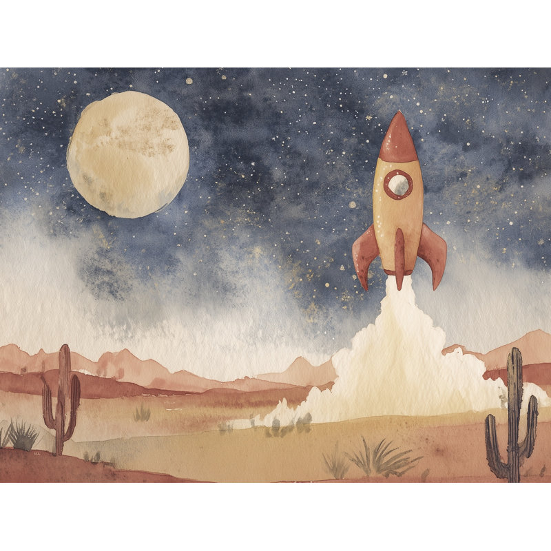 Papier peint Starry Night avec cactus du désert, Textured Non-Pasted, 140 po x 108 po
