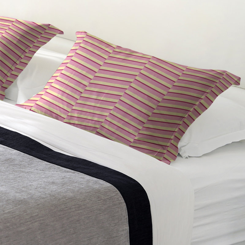 Dana Strider Polyester Chevron Sham Set, Queen, Microfiber, Pink/Yellow